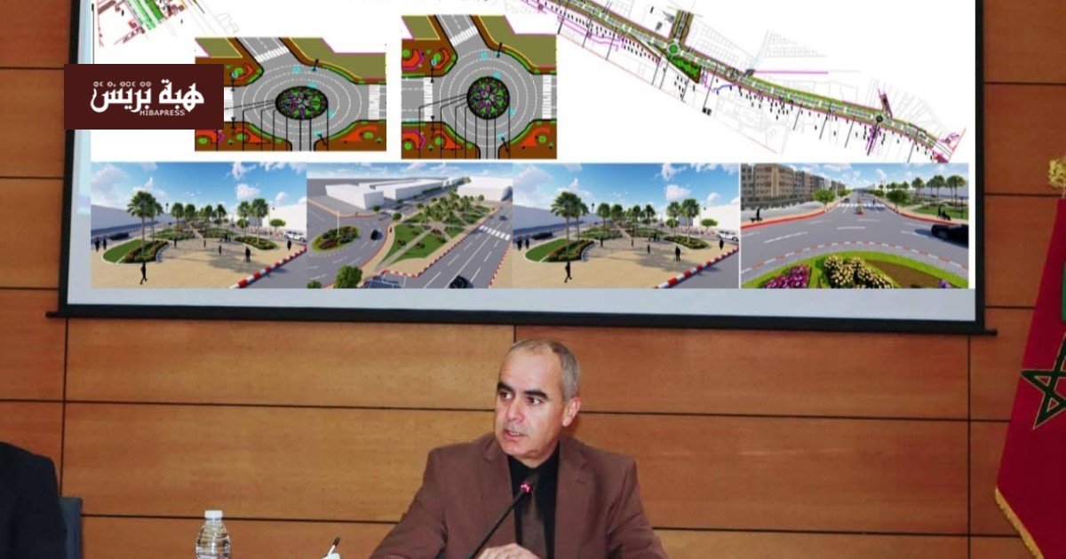 صورة لقنطرة القطبين المقترحة في جرسيف أو مخطط هندسي للمشروع يربط القطبين الحضريين.