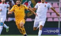 صورة للاعبي فريقي اتحاد تواركة وشباب المسيرة خلال مباراة ذهاب سد الصعود