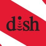 Dish Network logo against a background representing digital connectivity