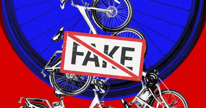 Ebike Safety Under Fire: Lawsuit Exposes Widespread Certification Fraud 9 An electric bike (ebike) with a prominent, but potentially fake, safety certification logo, against a backdrop of a warning sign about battery fires.