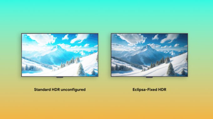 A visual representation of Eclipsa Video technology enhancing HDR content on various screens.
