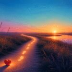 A person walking on a long, winding road towards a distant horizon, symbolizing a journey of love and self-discovery.