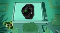 Garmin Forerunner 55 GPS running watch displaying a run summary on a runner's wrist