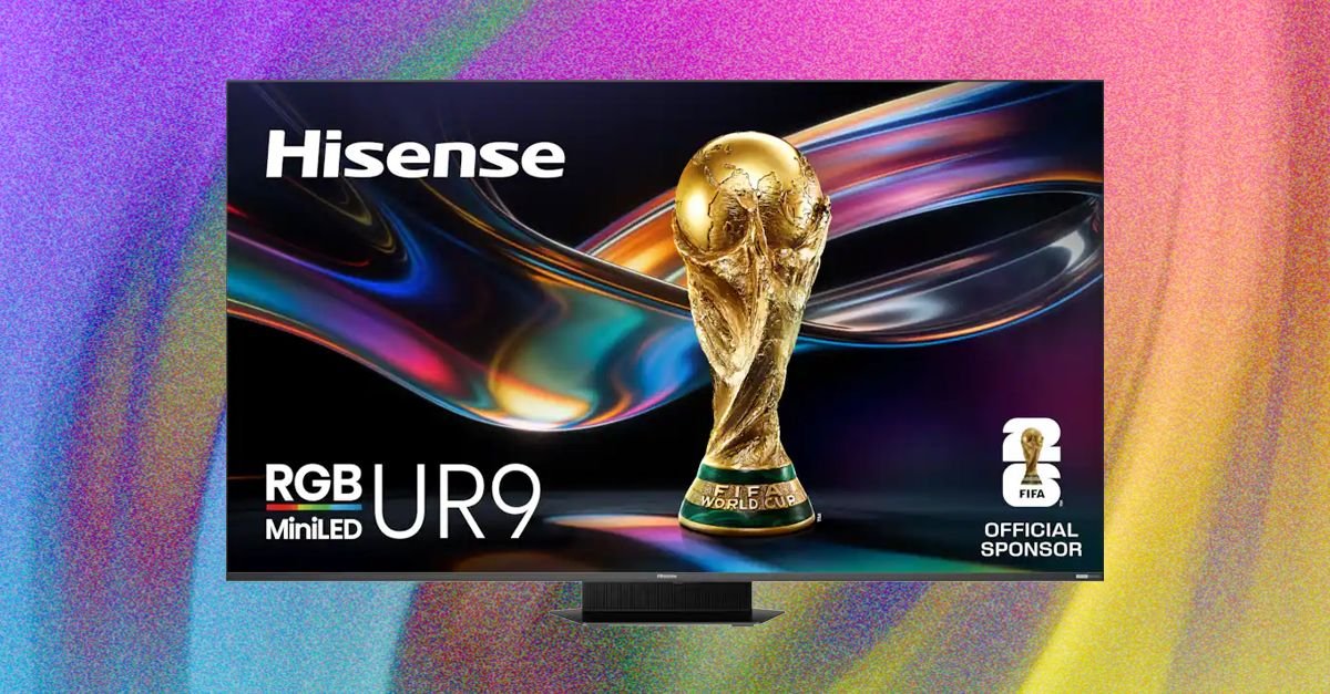 Hisense UR9 RGB MiniLED: Premium Visuals, Unbeatable Value in the TV Market 3 A sleek, thin Hisense UR9 RGB MiniLED television on a stand, showcasing its modern design.