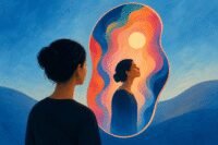 A person looking thoughtfully into the distance, symbolizing an internal journey of healing and self-discovery.