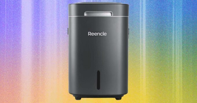 Two Reencle electric composters, Gravity and Prime, on a countertop.