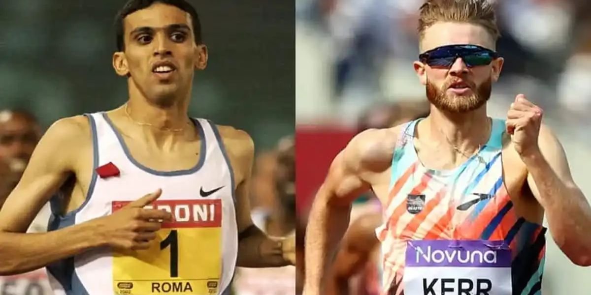 Le record légendaire d’Hicham El Guerrouj sur le mile tombe à Londres 3 Josh Kerr franchissant la ligne d'arrivée, célébrant son nouveau record du monde du mile au Stade olympique de Londres.