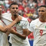 Les Lions de l'Atlas Rugissent : Le Maroc Écrase le Canada et S'envole vers les Quarts du Mondial 2026 ! 8 Le joueur marocain Azzedine Ounahi célébrant son but lors du match Maroc-Canada à la Coupe du Monde 2026, avec des supporters en arrière-plan.