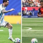 Messi vs Yamal : quand le maître rencontre son héritier 8 Lionel Messi et Lamine Yamal sur un terrain de football, symbolisant le passage de témoin entre deux générations de talents.