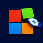 Microsoft logo with a shield icon, symbolizing cybersecurity patches and updates.