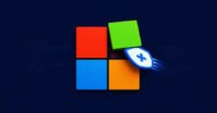 Microsoft logo with a shield icon, symbolizing cybersecurity patches and updates.
