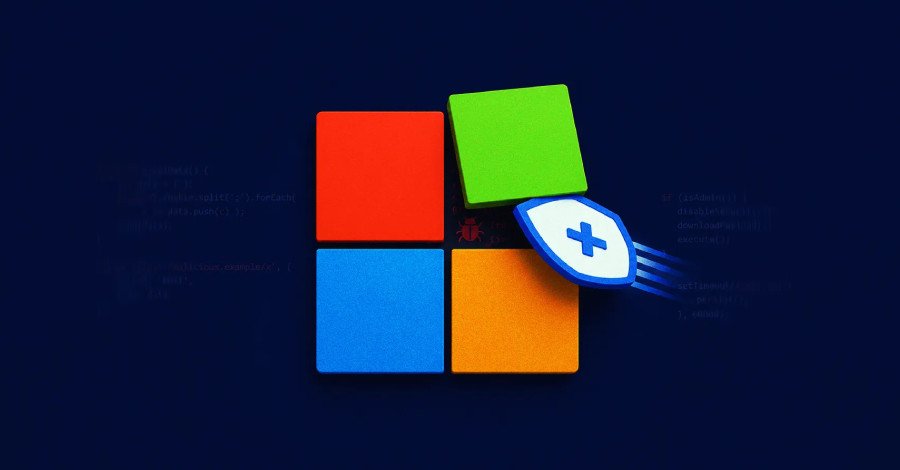 Microsoft logo with a shield icon, symbolizing cybersecurity patches and updates.