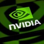 Various AI chips and GPUs, possibly with Nvidia's logo prominently, representing the competitive landscape.