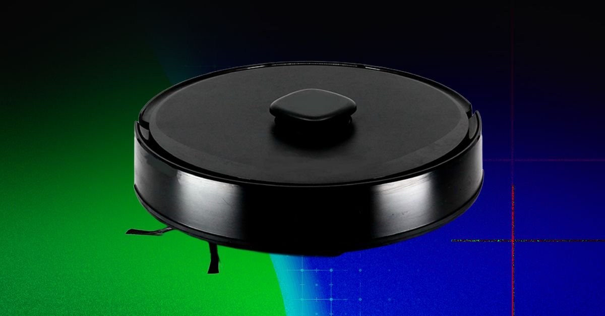 Sweeping Changes: How the FCC's New Ban Impacts Your Future Robot Vacuum Choices 3 A sleek robot vacuum cleaning a modern living room, with a subtle overlay of a digital security lock icon.