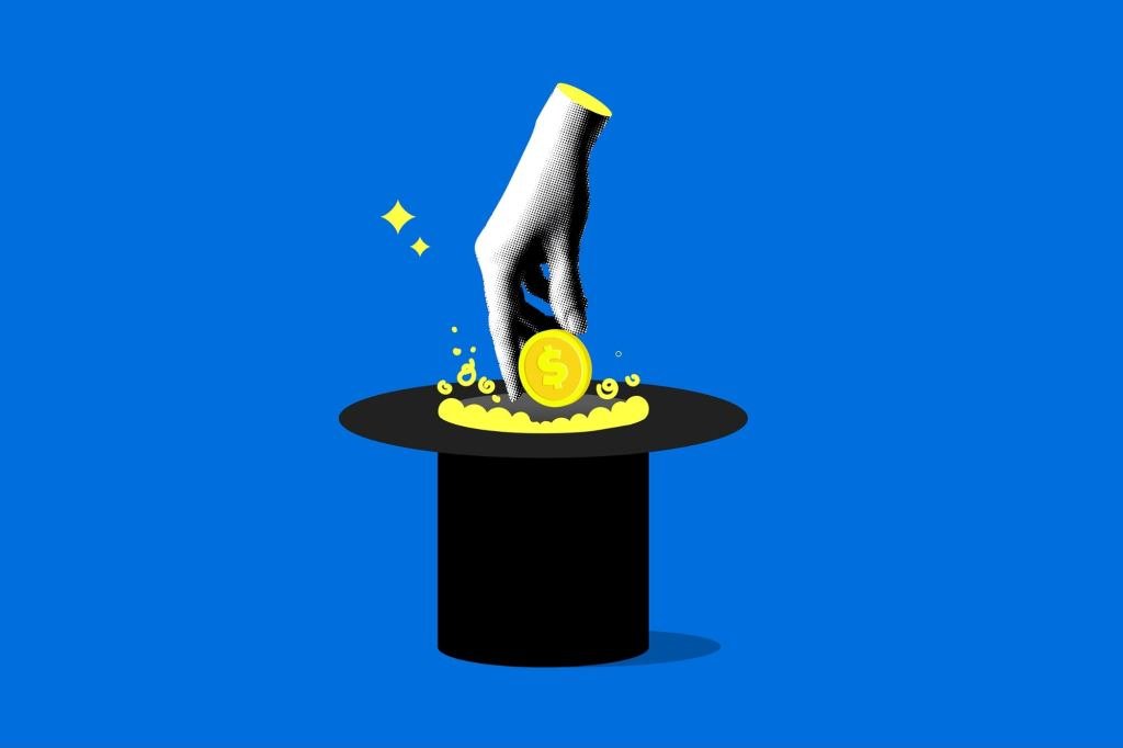 A magician performing a trick on stage, symbolizing the art of engaging an audience in business sales.