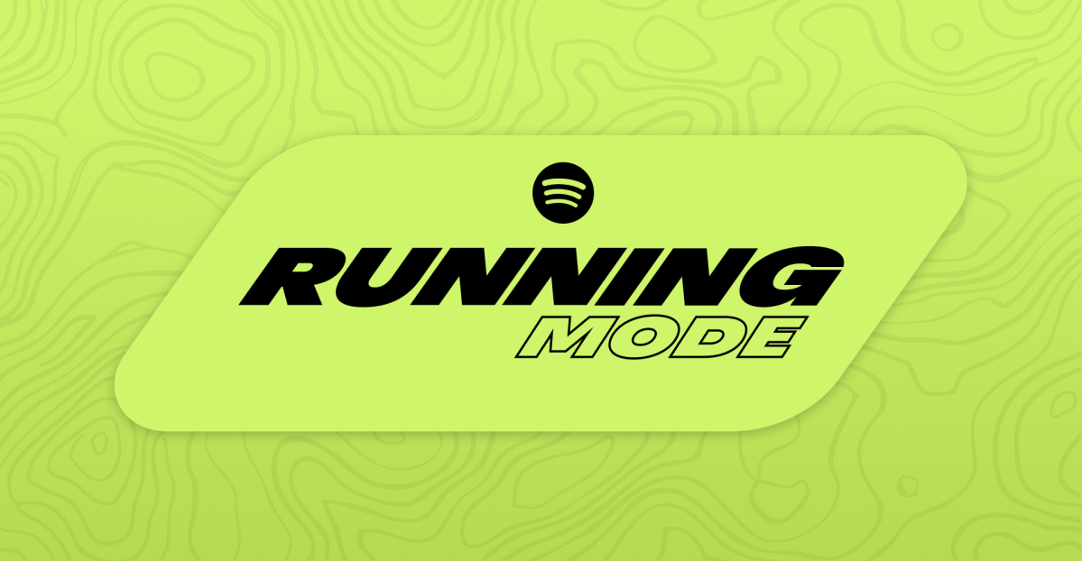 Spotify Running Mode user interface showing personalized music selection and workout settings.