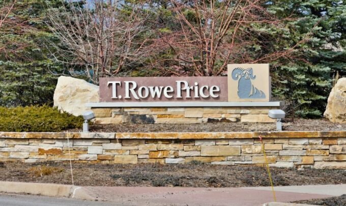 T. Rowe Price logo with a digital assets chart in the background, symbolizing their new crypto ETF.