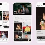 Tinder app interface showcasing the new 'Events' feature for discovering local activities and connecting with attendees.