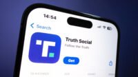 Truth Social logo with an overlay representing data flow or API integration.