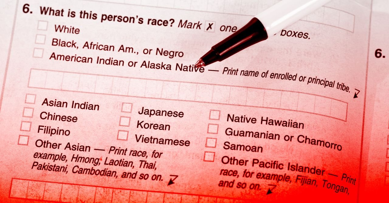 Illustration of census forms or data collection with diverse people