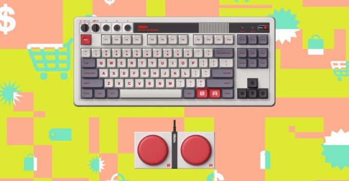 Retro Reimagined: Score 30% Off the 8BitDo Mechanical Keyboard & More Top Tech Deals 9 The 8BitDo Retro Mechanical Keyboard with its dual super buttons, styled like a classic NES controller.
