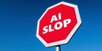 Illustration of various social media logos with a 'no AI slop' or 'quality content' symbol, representing platforms cracking down on AI-generated content.