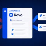 Illustration of Atlassian Rovo AI assistant with a warning symbol, representing the security vulnerabilities in Jira and Confluence data handling.