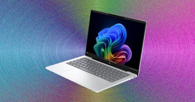 A selection of modern, sleek budget laptops from HP, Apple, and Dell, showcasing their design and portability.