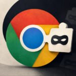 Illustration of a web browser with a VPN extension icon, highlighting security threats and data interception.
