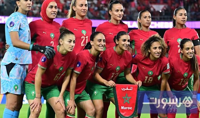 صورة لاعبات المنتخب المغربي النسوي خلال مباراة في كأس أمم إفريقيا للسيدات