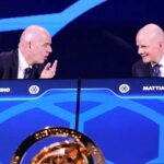 صورة لجياني إنفانتينو وماتياس غرافستروم، أو شعار الفيفا مع خلفية أفريقية، ترمز للتنافس المحتمل على رئاسة الاتحاد الدولي لكرة القدم.