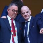 صورة تجمع فوزي لقجع وجياني إنفانتينو في ملعب مونتيري بالمكسيك، 29 يونيو 2026.