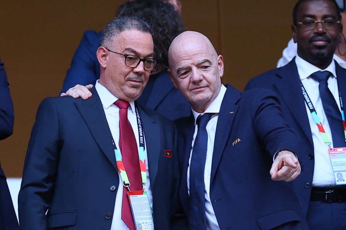 صورة تجمع فوزي لقجع وجياني إنفانتينو في ملعب مونتيري بالمكسيك، 29 يونيو 2026.