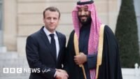 الرئيس الفرنسي إيمانويل ماكرون يستقبل ولي العهد السعودي الأمير محمد بن سلمان في قصر الإليزيه بباريس.