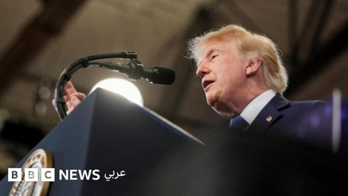 الرئيس الأمريكي دونالد ترامب يلقي كلمة في نيويورك، 14 أغسطس 2026.