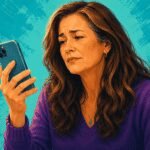 A person looking at a smartphone with a thoughtful expression, symbolizing reflection on technology's impact on presence.