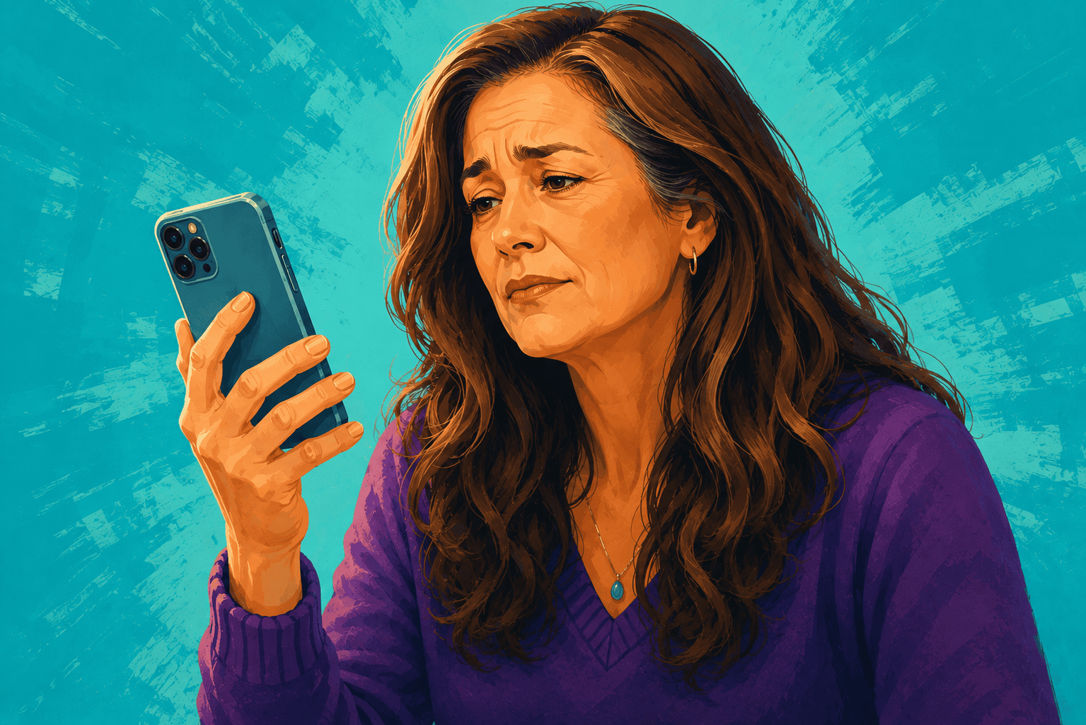 A person looking at a smartphone with a thoughtful expression, symbolizing reflection on technology's impact on presence.