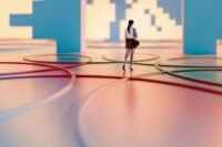 A conceptual image showing four distinct seasons transitioning, with elements representing business growth and an entrepreneur's journey.