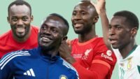 Michael Essien, Sadio Mané, Naby Keita, Nicolas Jackson, des footballeurs africains célèbres, illustrant l'exportation de talents du continent.