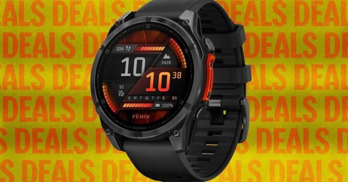Garmin Fenix 8 AMOLED smartwatch displaying fitness data on a wrist