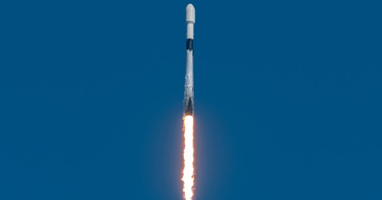 Illustration of a SpaceX Falcon 9 rocket impacting the lunar surface, creating a visible debris plume.