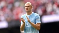 Manchester City and Bournemouth players compete in a Premier League match