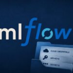 Illustration of cyber attack targeting AI and industrial systems, with MLflow and FUXA logos in the background.