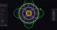 Screenshot of Musical Spirograph interface showing colorful geometric patterns generating music