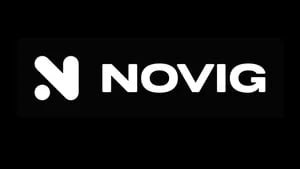 Novig logo with charts showing $125 million trading volume, symbolizing market success and growth.