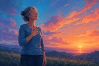 A person taking a moment for self-care amidst a busy schedule, perhaps meditating or doing a quick exercise.
