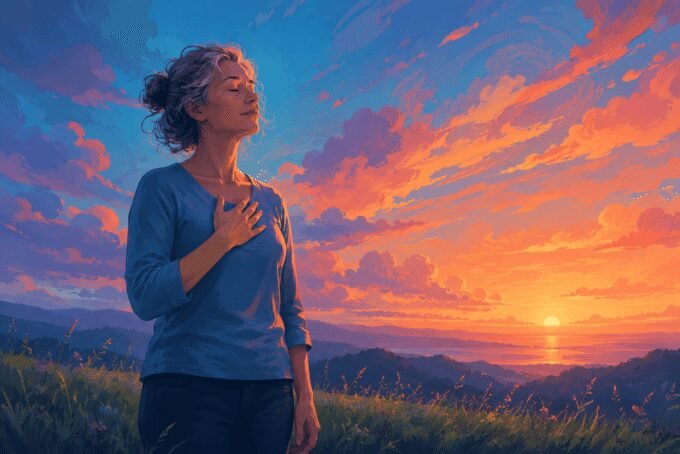 The Unseen Power of Self-Care: Why It's Crucial When You Have No Time 9 A person taking a moment for self-care amidst a busy schedule, perhaps meditating or doing a quick exercise.