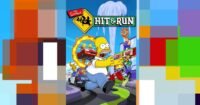 Screenshot from The Simpsons: Hit & Run game featuring Homer Simpson in a car, with the game logo.