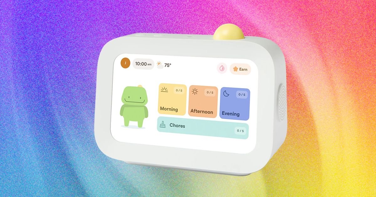 Skylight Buddy device displaying a routine task for a child