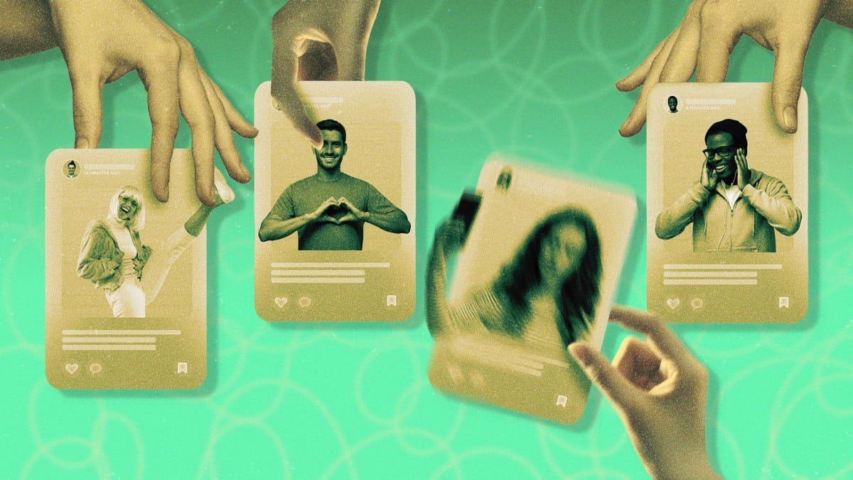 A stylized illustration of social media icons connected to a brain-like AI network, symbolizing data being used for AI training.